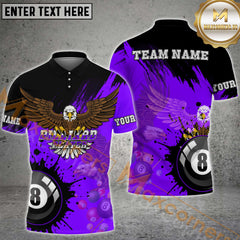 Maxcorners Billiard Vibrant Eagle Multicolor Options Personalized Name, Team Name 3D Shirt