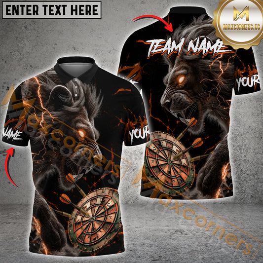Maxcorners Darts Roaring Flame Lion Multicolor Customized Name, Team Name 3D Shirts