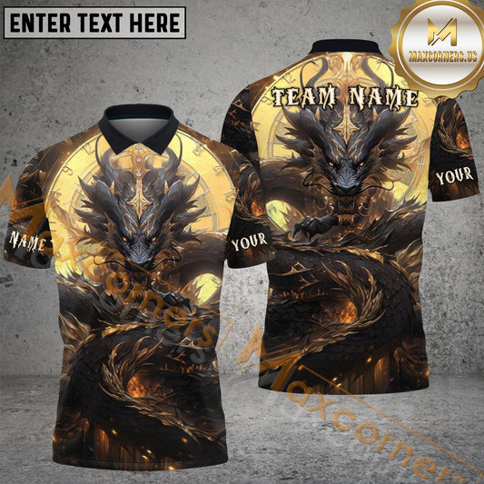 Maxcorners Darts Golden Clockwork Dragon Fantasy Multicolor Customized Name, Team Name 3D Shirts