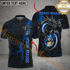 Maxcorners Billiard Dragon Yin And Yang 8 & 9-Ball Lightning Multicolor Personalized Name, Team Name 3D Shirt