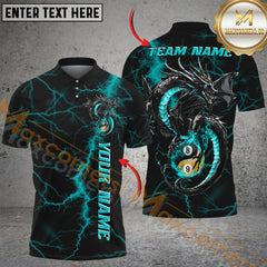 Maxcorners Billiard Dragon Yin And Yang 8 & 9-Ball Lightning Multicolor Personalized Name, Team Name 3D Shirt