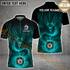 Maxcorners Billiard Crimson Dragon with 8-Ball Multicolor Personalized Name, Team Name 3D Shirt