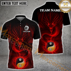 Maxcorners Billiard Dragon Yin Yang Ball 8&9 Multicolor Personalized Name, Team Name 3D Shirt
