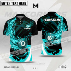 Maxcorners Billiards Ball 8 Rainbow Color Personalized Name, Team Name 3D Polo Shirt