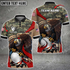 MaxCorners Customized Name Premium Eagle US Veteran Camo Pattern Golf Multicolor Custom 3D Polo Shirt