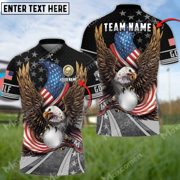 MaxCorners Customized Name Premium Eagle US Veteran Golf Multicolor Custom 3D Polo Shirt