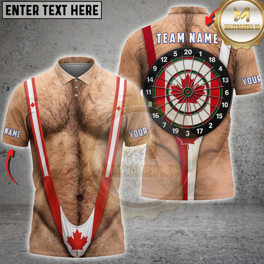 Maxcorners Darts Canadian Flag Mankini Dartboard Personalized Name 3D Unisex Shirt