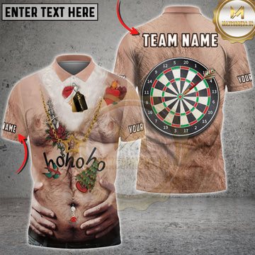 Maxcorners Darts Funny Hairy Chest Santa Hohoho And Dartboard Personalized Name 3D Unisex Shirt