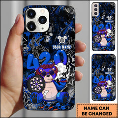 Maxcorners Darts 420 Teddy Bear Blue Graffiti Style Personalized Name 3D Phone Case