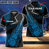 Maxcorners Bowling & Pins Flame Sport Jersey Multicolor Option Customized Name, Team Name 3D Polo Shirt