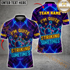 Maxcorners Bowling Striking Sometimes – Neon Lights Personalized Name 3D Unisex Shirt