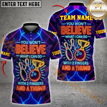Maxcorners Bowling Believe the Grip – Two Fingers & a Thumb Personalized Name 3D Unisex Shirt