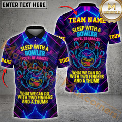 Maxcorners Bowling Sleep with a Bowler – Shock Neon Personalized Name 3D Unisex Shirt
