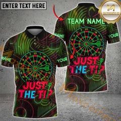 Maxcorners Just the Tip Funny Darts Neon Style Personalized Name 3D Unisex Shirt