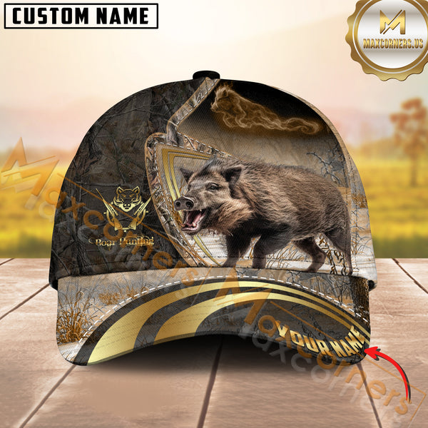 Maxcorners Golden Hunting Camouflage Personalized Name 3D Cap (Multioption)
