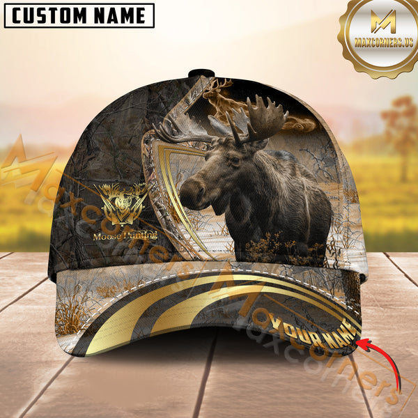Maxcorners Golden Hunting Camouflage Personalized Name 3D Cap (Multioption)