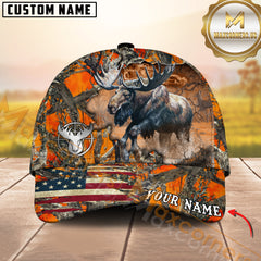 Maxcorners Cross America Hunting Moose Crack Camo Pattern Multicolor Option Personalized Cap