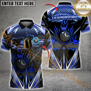 Maxcorners Billiard Golden Inferno Power 8-Ball Pool Multicolor Options Personalized Name, Team Name 3D Shirt