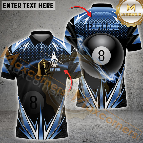 Maxcorners Billiard Golden Lightning Blast 8-Ball Pool Multicolor Options Personalized Name, Team Name 3D Shirt