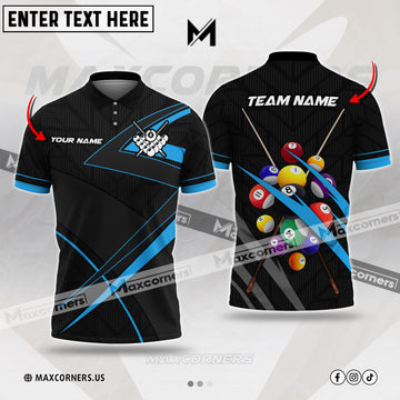 Maxcorners Billiard Ball Multicolor Options Personalized Name, Team Name 3D Polo Shirt