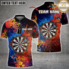 Maxcorners Darts Color Splash Personalized Name, Team Name Unisex 3D Shirt