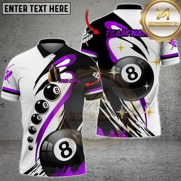 Maxcorners Billiard Classic 8-Ball Black & White Multicolor Customized Name, Team Name 3D Shirt