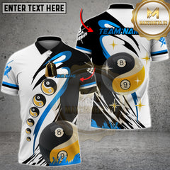 Maxcorners Billiard Classic Yin-Yang 8 & 9 Ball Black & White Multicolor Customized Name, Team Name 3D Shirt