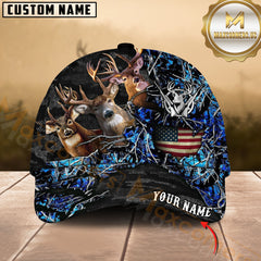 Maxcorners Personalized American Flag Forest Camo Deer Hunting 3D Cap, Perfect Gift for Hunter