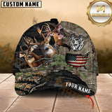 Maxcorners Personalized American Flag Forest Camo Deer Hunting 3D Cap, Perfect Gift for Hunter