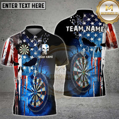 Maxcorners Darts American Flag Punisher Multicolor Customized Name, Team Name 3D Shirts