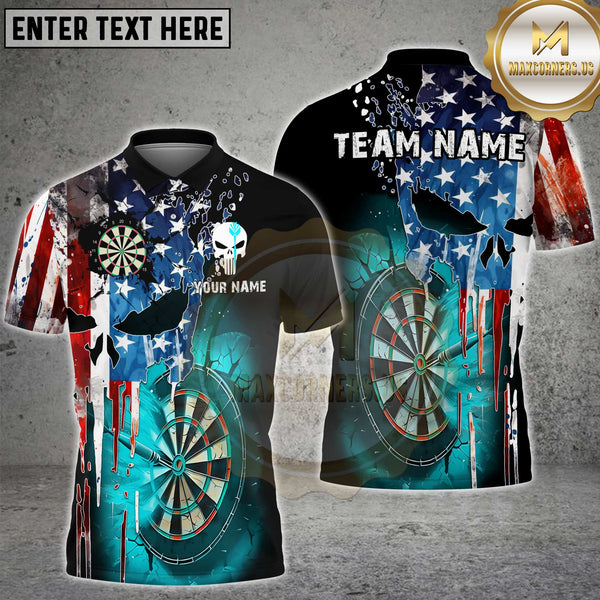 Maxcorners Darts American Flag Punisher Multicolor Customized Name, Team Name 3D Shirts