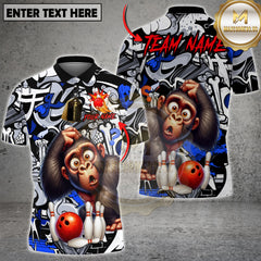 Maxcorners Bowling Monkey Graffiti Multicolor Customized Name, Team Name 3D Shirts