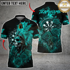 Maxcorners Darts Skull Fire Roses Multicolor Customized Name, Team Name 3D Shirts