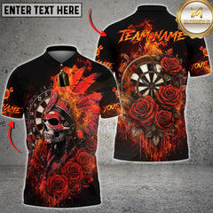 Maxcorners Darts Skull Fire Roses Multicolor Customized Name, Team Name 3D Shirts