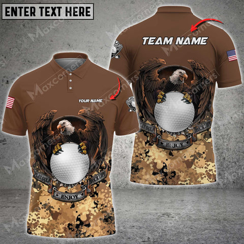 MaxCorners Customized Name Play Golf Enjoy Your Life Veteran Multicolor Camo Pattern Custom 3D Polo Shirt