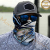 Maxcorners Fishing Splash Blue Water Hook Pattern 3D Neck Gaiter (12 Fish Species)