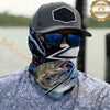 Maxcorners Fishing Splash Blue Water Hook Pattern 3D Neck Gaiter (12 Fish Species)