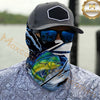 Maxcorners Fishing Splash Blue Water Hook Pattern 3D Neck Gaiter (12 Fish Species)
