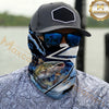 Maxcorners Fishing Splash Blue Water Hook Pattern 3D Neck Gaiter (12 Fish Species)