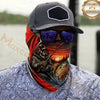 Maxcorners Fishing Skull Angler Red Wave 3D Neck Gaiter (10 Fish Species)