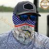 Maxcorners Fishing American Anchor Compass Lighthouse Graphic 3D Neck Gaiter (12 Fish Species)