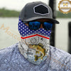 Maxcorners Fishing American Anchor Compass Lighthouse Graphic 3D Neck Gaiter (12 Fish Species)