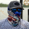 Maxcorners Fishing Patriotic American Flag Camo 3D Neck Gaiter (12 Fish Species)