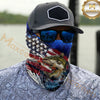 Maxcorners Fishing Patriotic American Flag Camo 3D Neck Gaiter (12 Fish Species)