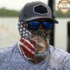 Maxcorners Fishing American Flag Scratch Grass Camo 3D Neck Gaiter (12 Fish Species)