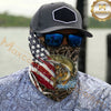 Maxcorners Fishing American Flag Scratch Grass Camo 3D Neck Gaiter (12 Fish Species)