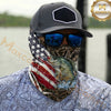 Maxcorners Fishing American Flag Scratch Grass Camo 3D Neck Gaiter (12 Fish Species)