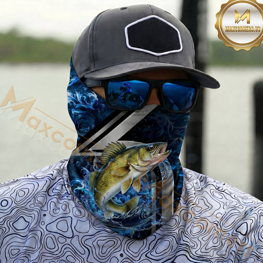 Maxcorners Fishing Ocean Wave Power 3D Neck Gaiter (12 Fish Species)
