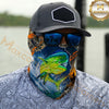 Maxcorners Fishing Blue Sunset Ocean Camo 3D Neck Gaiter (12 Fish Species)