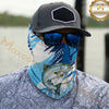 Maxcorners Fishing Jumping Water Splash Blue Pattern 3D Neck Gaiter (12 Fish Species)